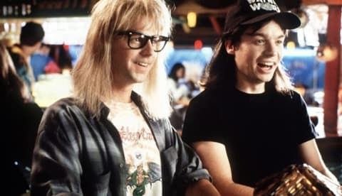 Dana Carvey and Mike Myers in Wayne's World 1992).