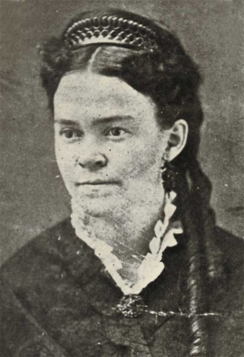 Carrie (sometimes "Carry") A. Nation in 1874.