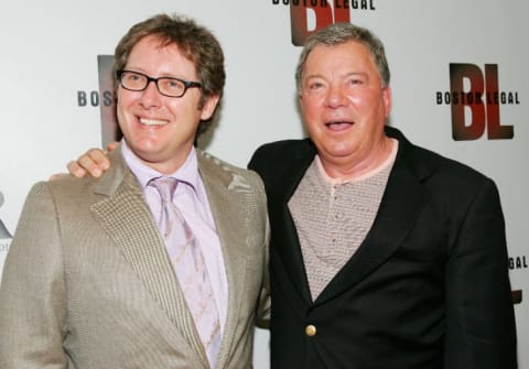 Boston Legal co-stars James Spader (L) and William Shatner (R) in May 2006.