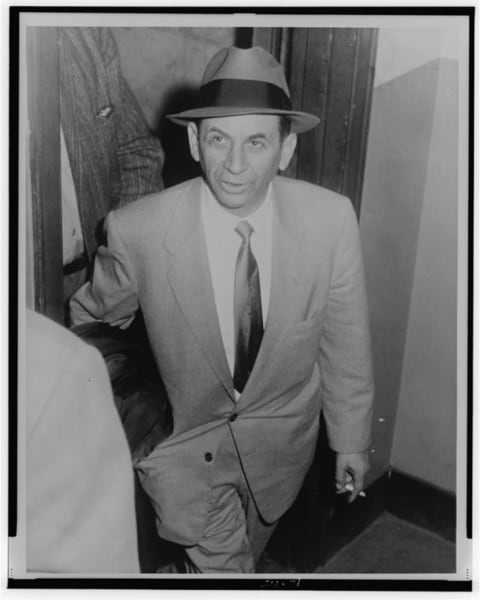 Meyer Lansky at a New York City police station in 1958.