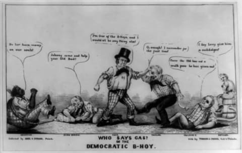 A political cartoon believed to have been drawn by E. F. Durang. (Zachary Taylor won, by the way.)