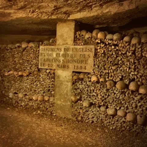 Inside the Paris catacombs