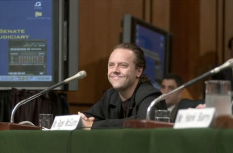 Metallica drummer Lars Ulrich in front of the Senate Judiciary Committee on July 11, 2000.