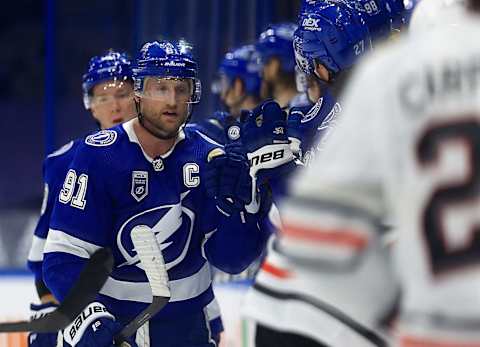 Steven Stamkos #91 of the Tampa Bay Lightning. (Photo by Mike Ehrmann/Getty Images)