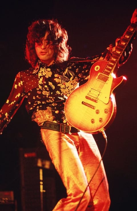 Led Zeppelin's Jimmy Page on stage at New York City's Madison Square Garden on September 3, 1971.