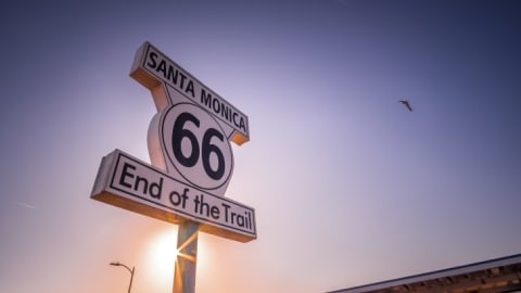 Route 66 originally ended in Santa Monica, California.