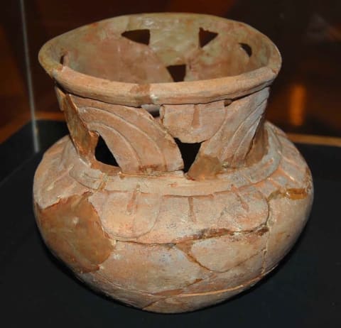 Pottery found at Kolomoki Mounds is on display in the park's museum.