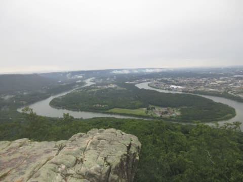 A photo of Chattanooga and Moccasin Bend from Lookout Mountain in Tennessee.