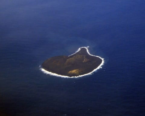 An aerial view of Surtsey.