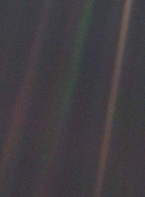 Voyager 1's photo of Earth from 4 billion miles away that came to be known as "The Pale Blue Dot."