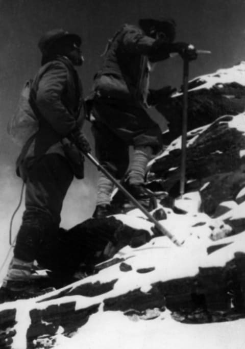 George Mallory and Edward Felix Norton on their Olympic medal-winning quest to the top of Mount Everest in 1922.