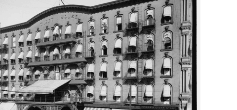 Awnings over the windows helped keep this Buffalo, New York, building cool.