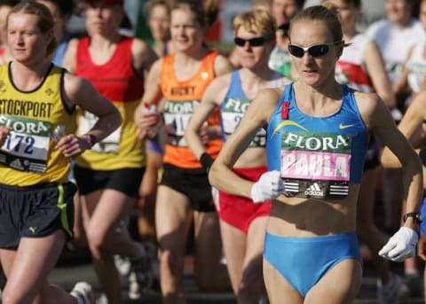 Paula Radcliffe at the start of the 2005 London Marathon.