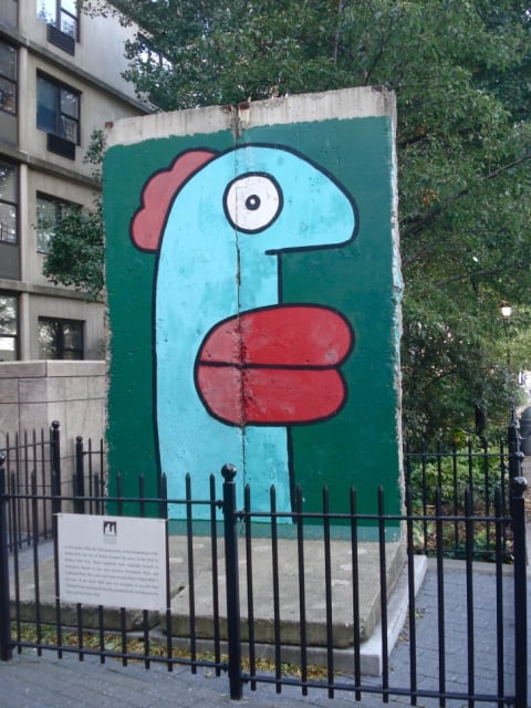 A piece of the Berlin Wall in New York City.