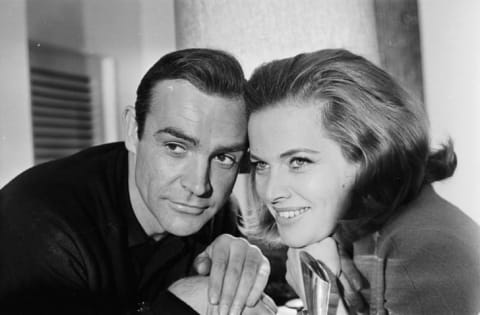 Sean Connery and Honor Blackman promote Goldfinger in 1964.