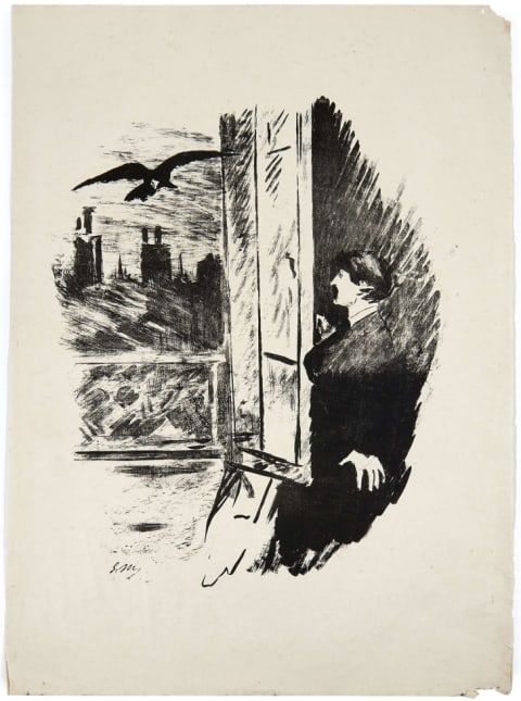 French modernist painter Édouard Manet illustrated an 1875 edition of Edgar Allan Poe's poem "The Raven."