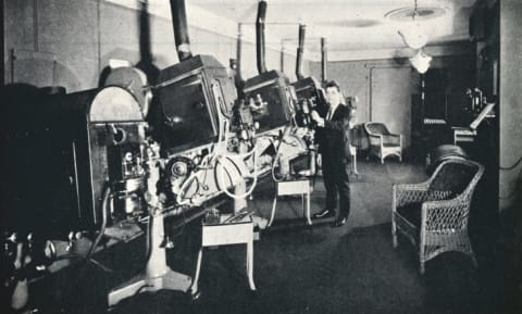 Projection room, Capitol Theatre, Detroit, Michigan, 1925