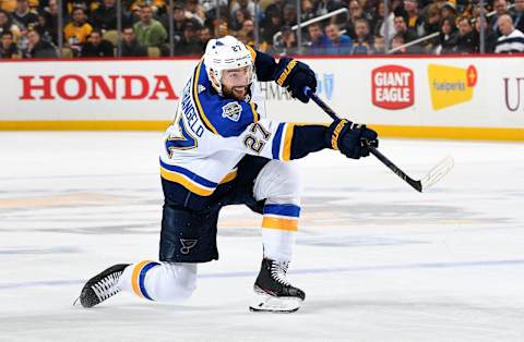 PITTSBURGH, PA – DECEMBER 04: Alex Pietrangelo #27 of the St. Louis Blues skates against the Pittsburgh Penguins at PPG PAINTS Arena on December 4, 2019 in Pittsburgh, Pennsylvania. (Photo by Joe Sargent/NHLI via Getty Images)