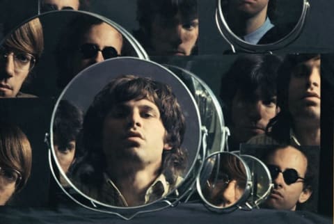 American rock band The Doors mirror their looks for a 1967 photoshoot.