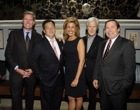 L to R: Chris Hansen, Joshua Mankiewicz, Hoda Kotb, Keith Morrison, and Dennis Murphy celebrate Dateline's 20th anniversary in 2011.