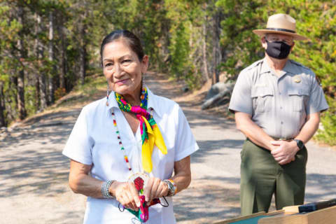 Interior Secretary Deb Haaland visits Yellowstone National Park.