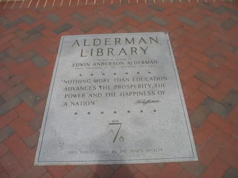 The Seven Society donated this tablet to the University of Virginia.