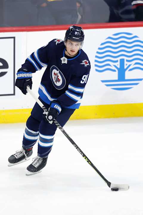 Winnipeg Jets, Cole Perfetti (91). Mandatory Credit: James Carey Lauder-USA TODAY Sports