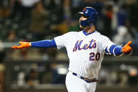 NEW YORK, NEW YORK – APRIL 27: Pete Alonso #20 of the New York Mets reacts after hitting a three run home run in the seventh inning against the Milwaukee Brewers at Citi Field on April 27, 2019 in New York City. (Photo by Mike Stobe/Getty Images)