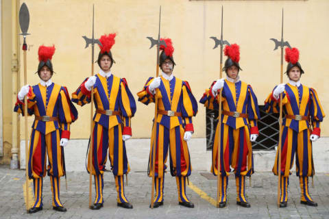 Swiss Guards at their post in Vatican City in 2017.