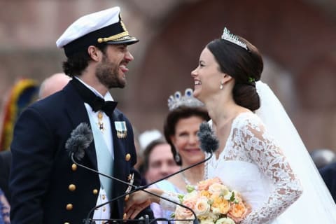 Prince Carl Philip of Sweden and Princess Sofia, Duchess of Varmlands after their marriage ceremony on June 13, 2015 in Stockholm, Sweden.