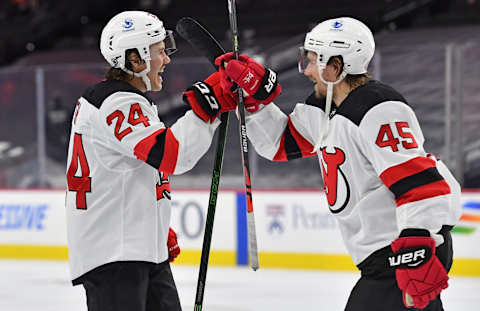 New Jersey Devils defenseman Ty Smith (24): (Eric Hartline-USA TODAY Sports)