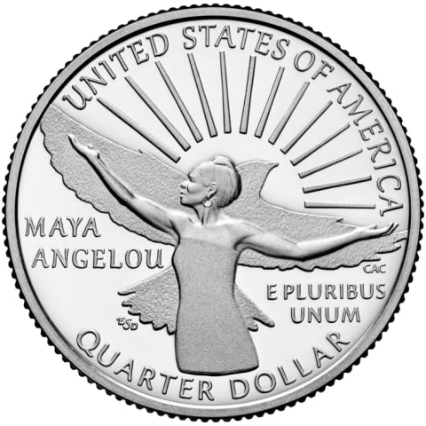 Maya Angelou on her quarter.