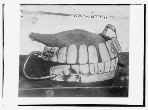 Picture of George Washington's dentures, circa 1910 to 1915.