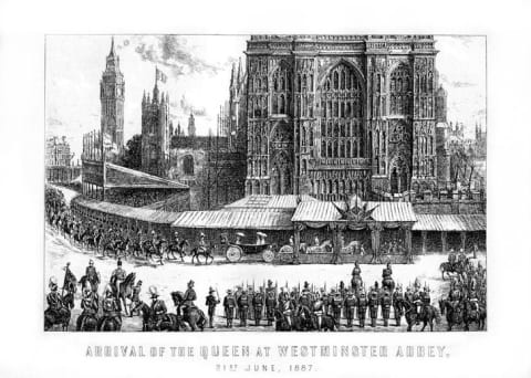 Queen Victoria arrives at Westminster Abbey on June, 21, 1887 as part of her Golden Jubilee.