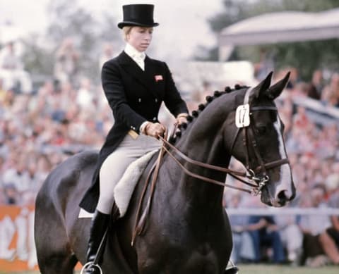 Princess Anne rides her horse in competition in September 1975.