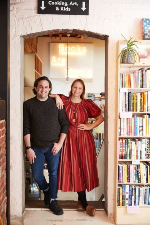 Michael Fusco-Straub and Emma Straub in their shop.