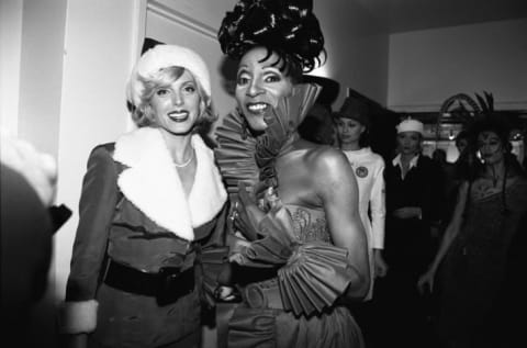 The Lady Chablis with Marla Maples at a benefit fashion show for Design Industries Foundation Fighting AIDS in 1996.