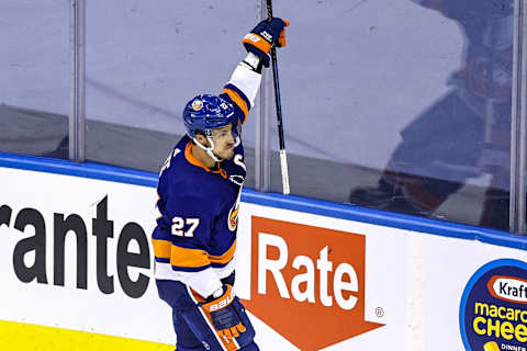 Anders Lee #27 of the New York Islanders. (Photo by Elsa/Getty Images)