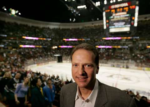 Mighty Ducks of Anaheim owner billionaire Henry Samueli at his suite Monday, April 17, 2006, at the Arrowhead Pond of Anaheim. (Photo by Allen J. Schaben/Los Angeles Times via Getty Images)