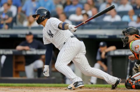 NEW YORK, NY – JULY 31: Gleyber Torres #25 of the New York Yankees in action against the Baltimore Orioles at Yankee Stadium on July 31, 2018 in the Bronx borough of New York City. The Yankees defeated the Orioles 6-3. (Photo by Jim McIsaac/Getty Images)