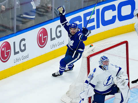 May 10, 2022; Toronto, Ontario, CAN; Toronto Maple Leafs forward Ilya Mikheyev (65) celebrates   Scotiabank Arena. Mandatory Credit: John E. Sokolowski-USA TODAY Sports