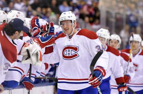 Vegas Golden Knights: Montreal Canadiens forward Michael McCarron (34) celebrates with team mates after scoring against Toronto Maple Leafs in the third period of a 5-3 win at Air Canada Centre. Mandatory Credit: Dan Hamilton-USA TODAY Sports