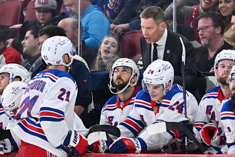 MONTREAL, CANADA – MARCH 09: Assistant coach Gord Murphy works the bench during the third period against the Montreal Canadiens at Centre Bell on March 9, 2023, in Montreal, Quebec, Canada. The New York Rangers defeated the Montreal Canadiens 4-3 in a shootout. Photo by Minas Panagiotakis/Getty Images)