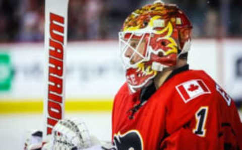 NHL Power Rankings: Calgary Flames goalie Brian Elliott (1) during the second period against the Colorado Avalanche at Scotiabank Saddledome. Mandatory Credit: Sergei Belski-USA TODAY Sports