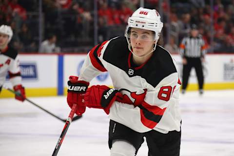 Jack Hughes #86 of the New Jersey Devils (Photo by Gregory Shamus/Getty Images)