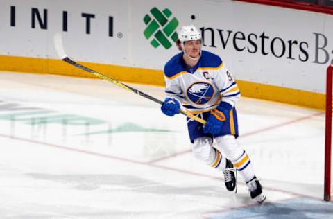 NEWARK, NEW JERSEY – FEBRUARY 23: Jack Eichel #9 of the Buffalo Sabres skates against the New Jersey Devils at Prudential Center on February 23, 2021, in Newark, New Jersey. (Photo by Bruce Bennett/Getty Images)