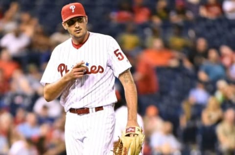 Eflin Signals He’ll Be Back. Photo by Eric Hartline – USA TODAY Sports.