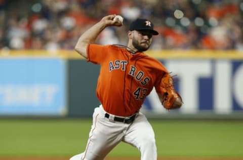 HOUSTON, TX – JULY 06: Lance McCullers Jr. #43 of the Houston Astros pitches in the first inning against the Chicago White Sox at Minute Maid Park on July 6, 2018 in Houston, Texas. (Photo by Bob Levey/Getty Images)