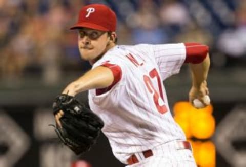 Aaron Nola looks poised to become the Phillies ace in 2016.  Mandatory Credit: Bill Streicher-USA TODAY Sports