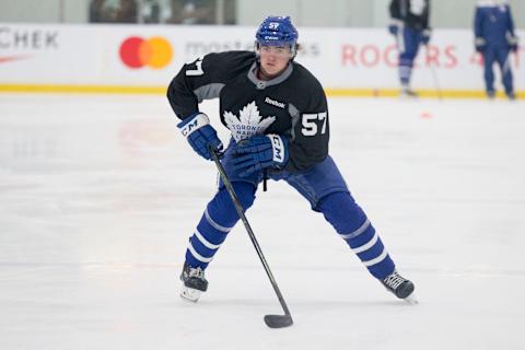 TORONTO, ON – JULY 7 – Ryan O’Connell skates during the Toronto Maple Leafs rookie camp held at the MasterCard Centre for Hockey Excellence on July 7, 2017. (Carlos Osorio/Toronto Star via Getty Images)